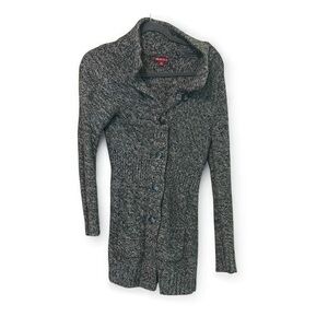 Merona Gray Chunky Knit Cardigan Sweater with Folded Collar